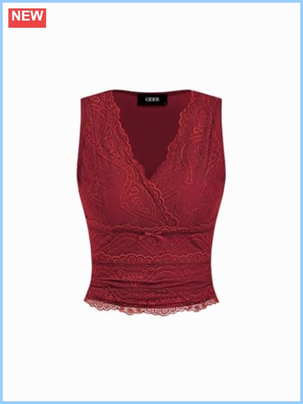 Lace Crop Tank Top Women V Neck Sleeveless Ruched Going Out Y2K Summer